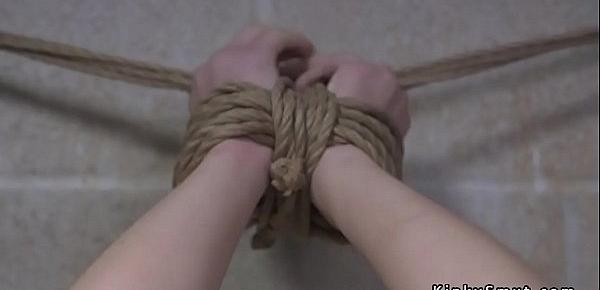  Brat blonde teen whipped in prison cell